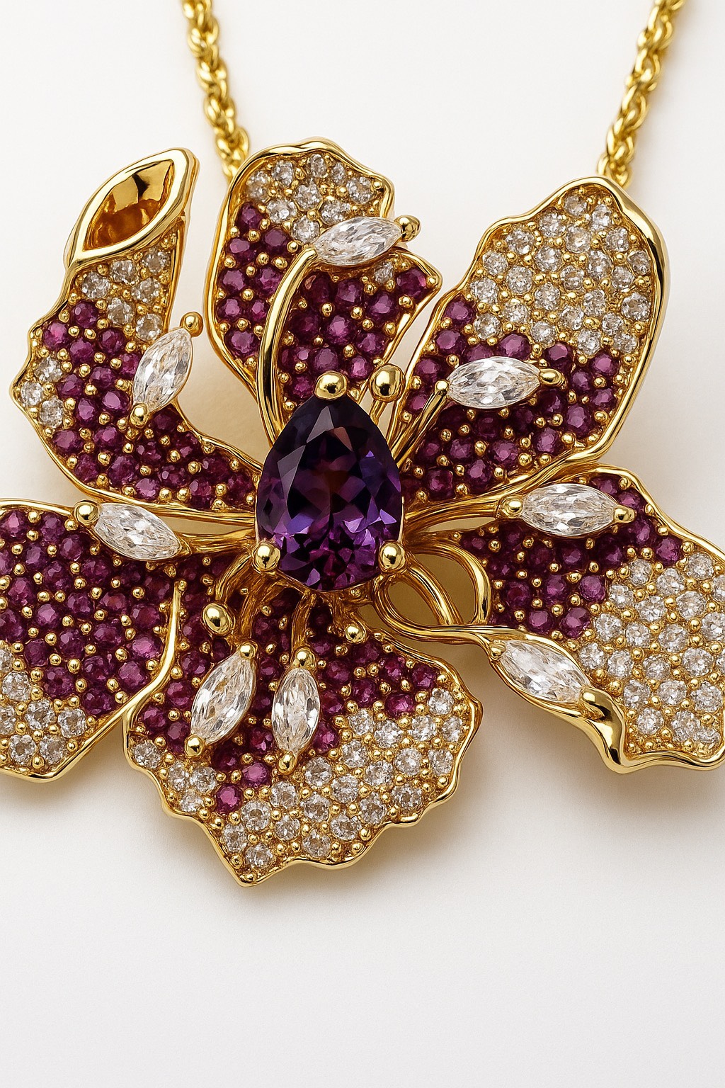 梨形藍寶石精工吊墜