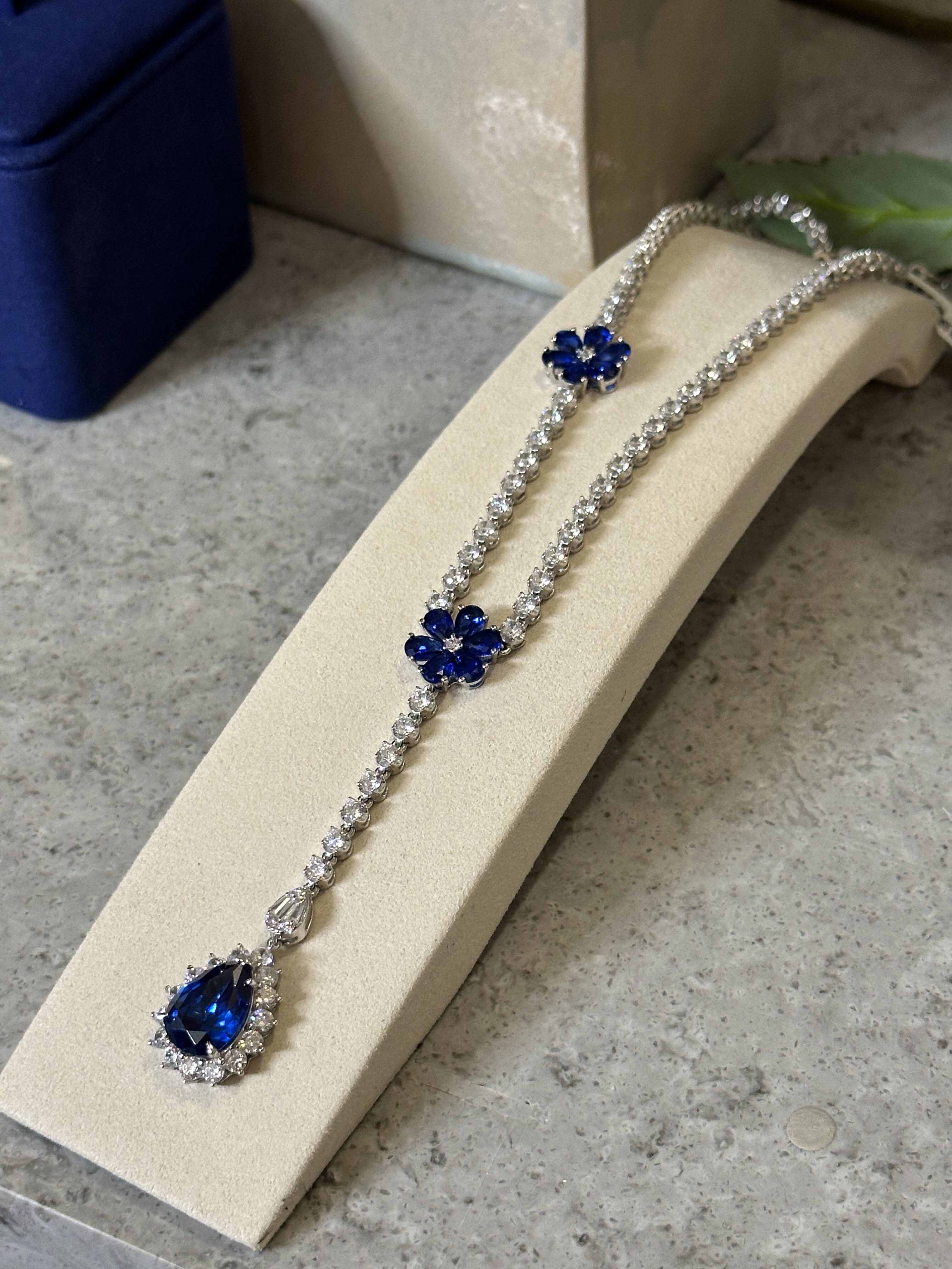 夜華之藍・藍寶鑽石垂墜項鍊